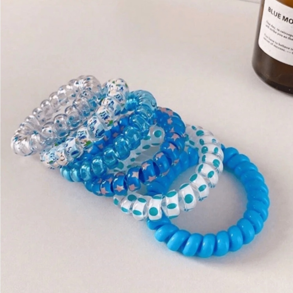 Set of Blue and Clear Hair Ties